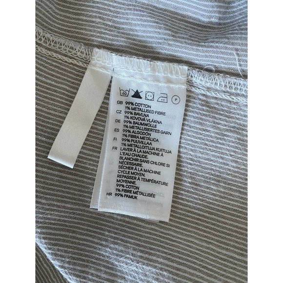 H&M Girls Shirt 7-8 Y Striped Grey Silver Color Long Sleeves Kids Fashion - Picture 10 of 11